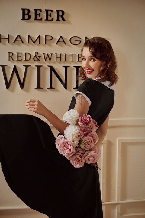 Sort&Hvid Keyhole Swing Kjole-1