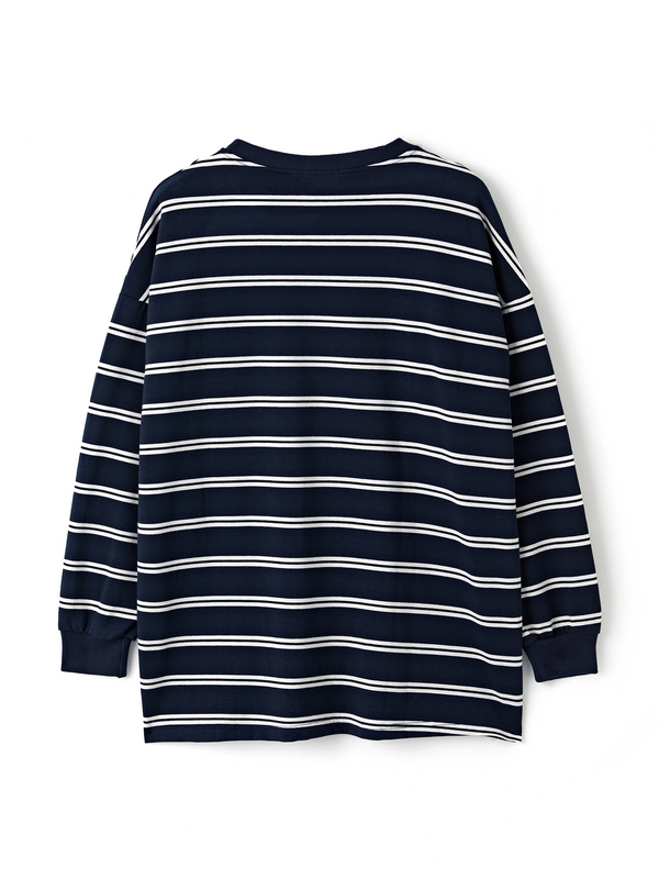 Men's Stripe Print Pull Over Long Sleeve Tee-3