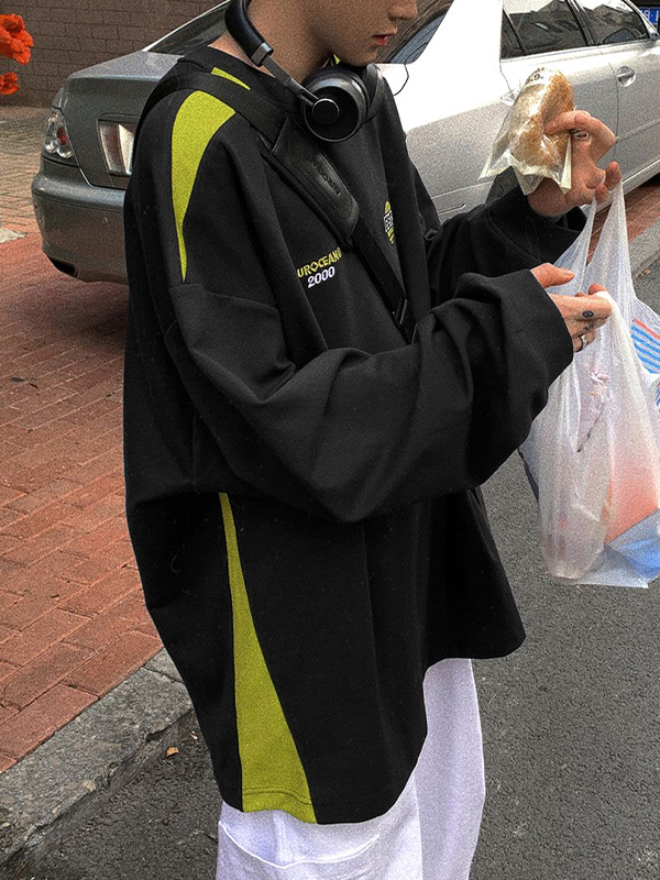 Men's Contrast Color Splice Print Sweatshirt-2