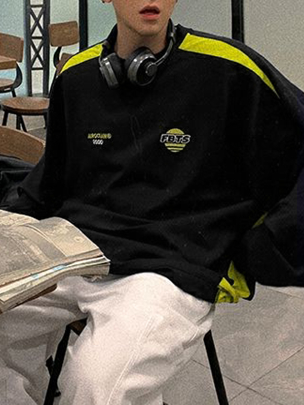 Men's Contrast Color Splice Print Sweatshirt-3