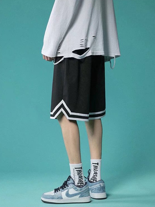 Men's Contrast Striped Thin Shorts-3