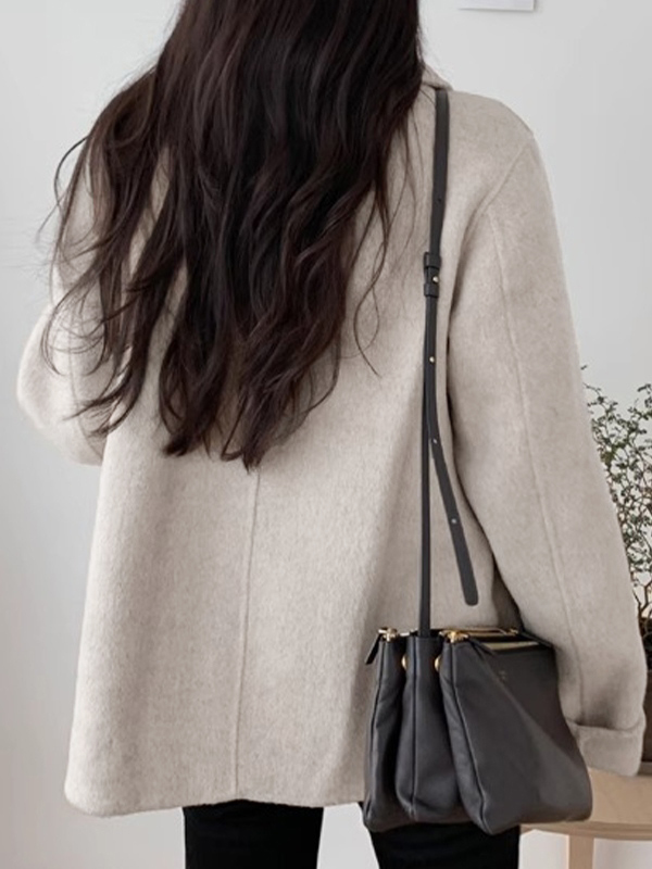 Shawl Collar Double Breasted Loose Jacket-3