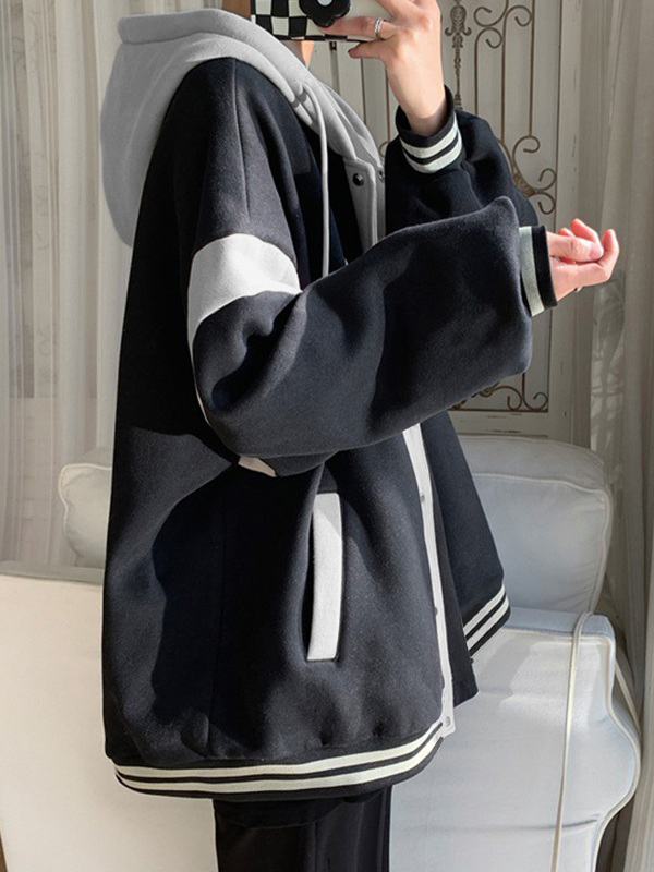 Men's Color Block Hooded Jacket-2