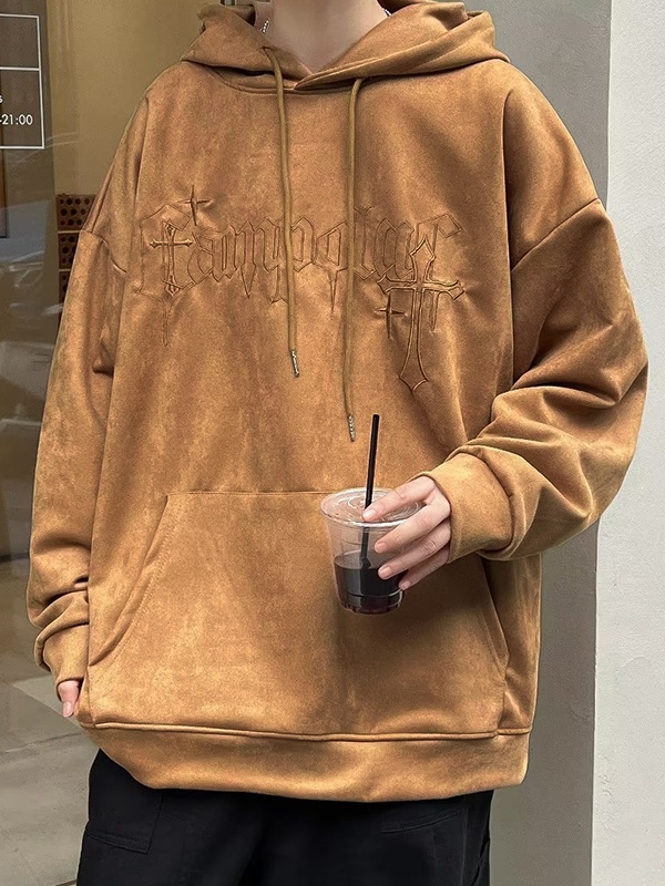 Men's Letter Cross Print Oversized Hoodie-1
