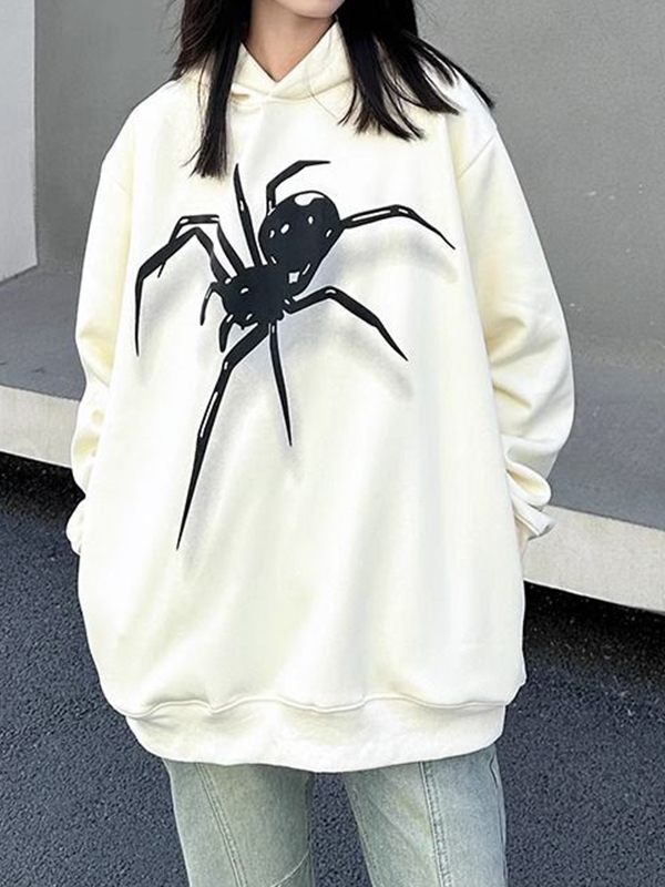Street Spider Print Oversized Hoodie-1