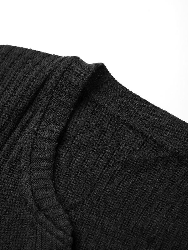 Lace Paneled Button Long Sleeve Knit Top-5