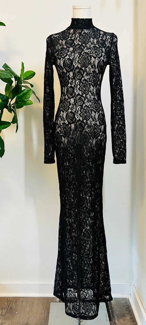 Persephone - Dødelig Transparent Blomsterblond Maxikjole-8