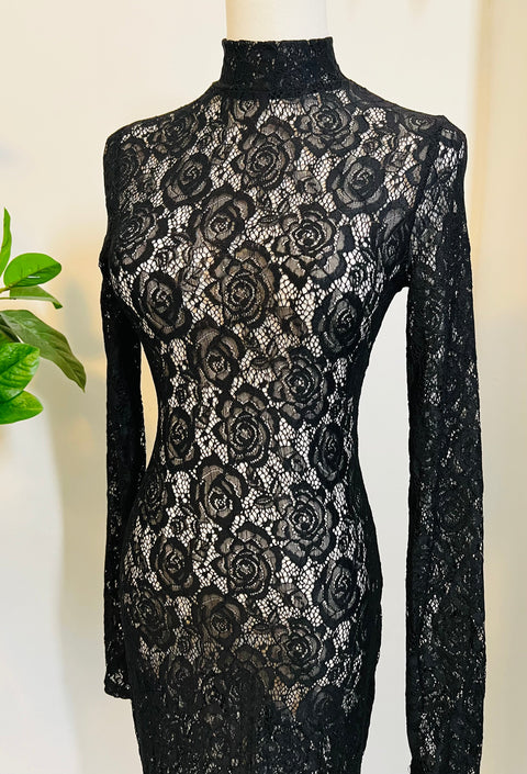 Persephone - Dødelig Transparent Blomsterblond Maxikjole-7