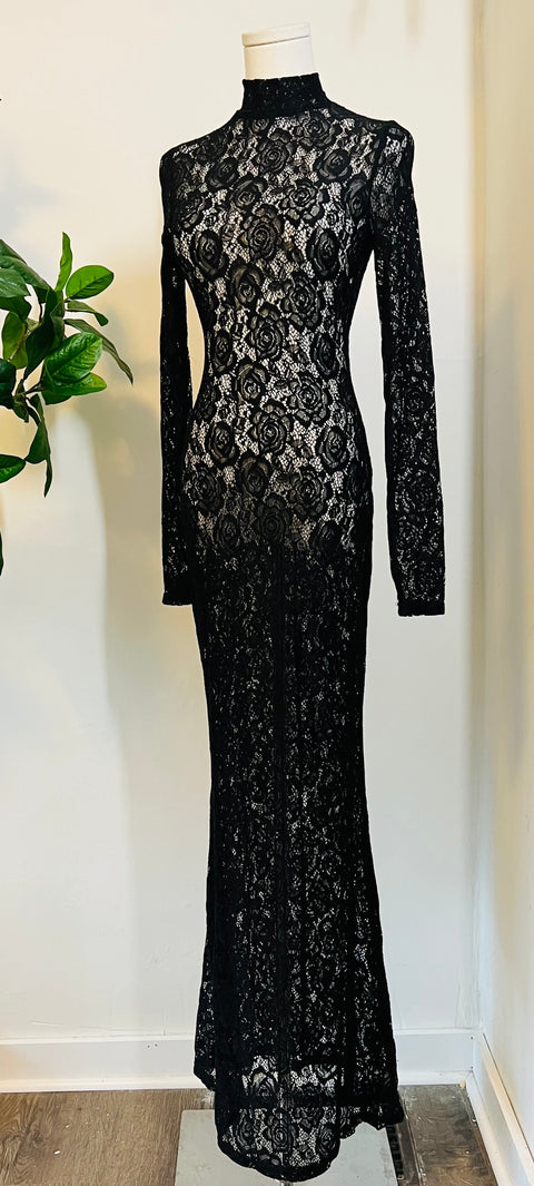 Persephone - Dødelig Transparent Blomsterblond Maxikjole-6