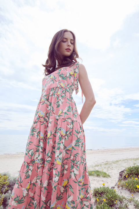 Gul Robin Layered Midi-kjole-2