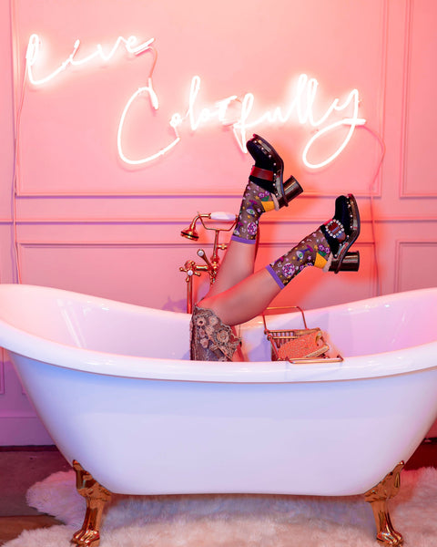 80'er Disco Sort Transparent Crew Sok-7