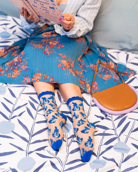 Blåbær Ruffle Transparent Crew Sok-7