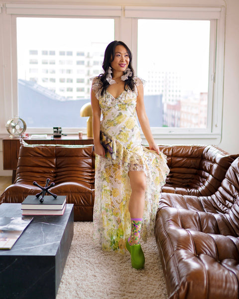 Hjerte Blomster Transparent Crew Sok-7