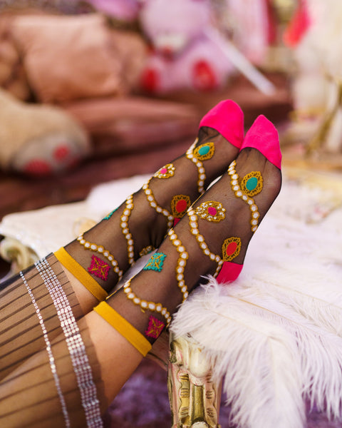 Pearls&Jewels Sort Transparent Ankelstrømpe-3