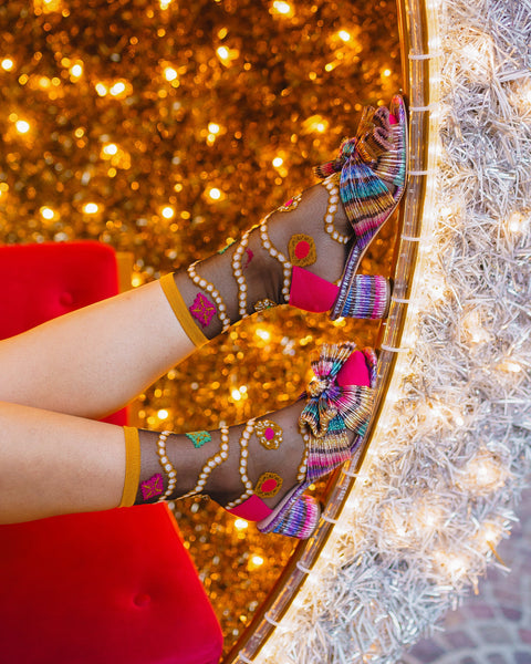 Pearls&Jewels Sort Transparent Ankelstrømpe-8