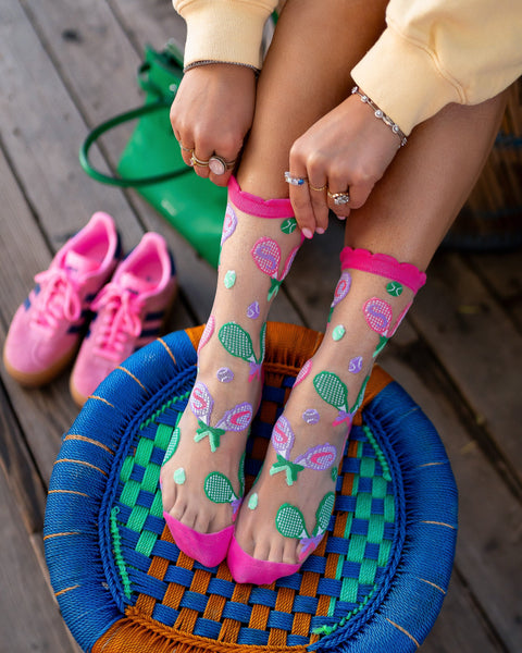 Tenniscore Ruffle Sheer Crew Sok-4