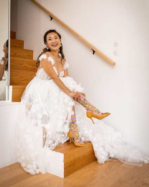 Hjerte Blomster Transparent Crew Sok-5