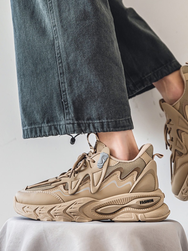 Men's Solid Color Casual Platform Sneakers-3