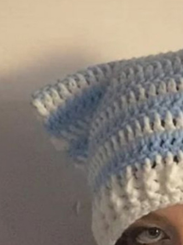 Hand Made Cat Ear Stripes Knitted Hat-1