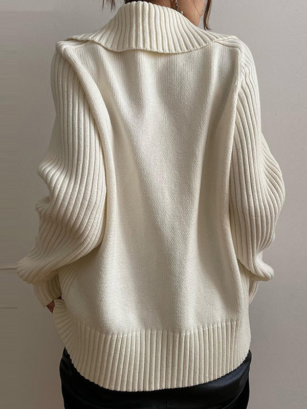 Solid Lapel Neck Splice Cardigan-5