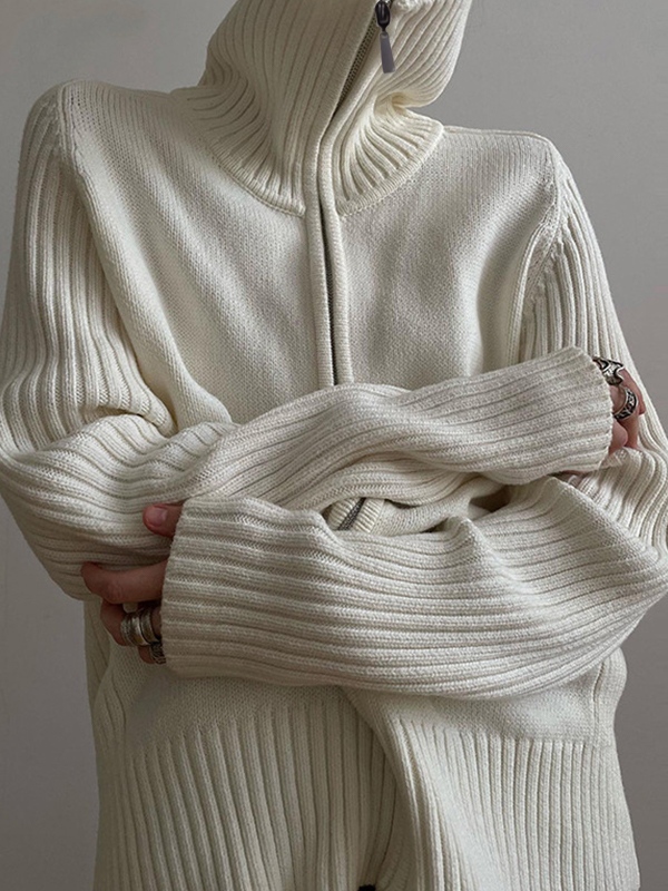 Solid Lapel Neck Splice Cardigan-3